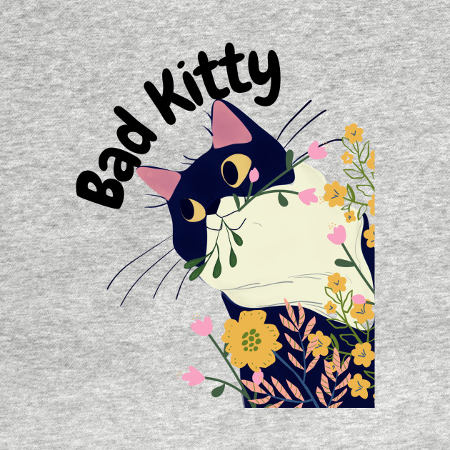 Bad Kitty In Flower Garden by Natalie C. Designs 